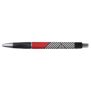 Stylo Bandes noires et blanches avec triangle rouge