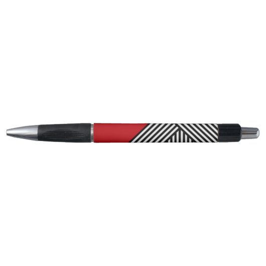 Stylo Bandes noires et blanches avec triangle rouge (Devant)