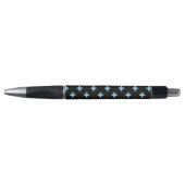 Stylo Bébé bleu polka croise sur noir (Devant)