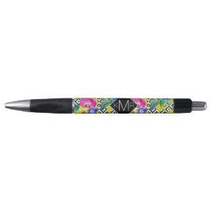 Stylo Bégonia d'orchidée et monogramme des palmettes