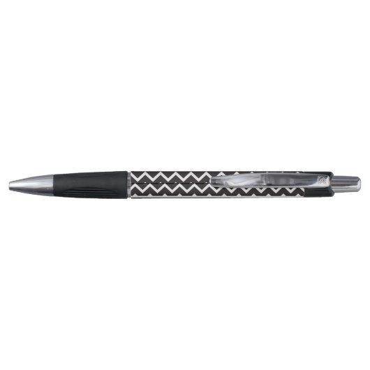 Stylo Black | Blanc Chevron gothique Zigzag Monogramme (Dos)