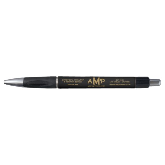 Stylo Black Gold Monogram Business Logo (Devant)