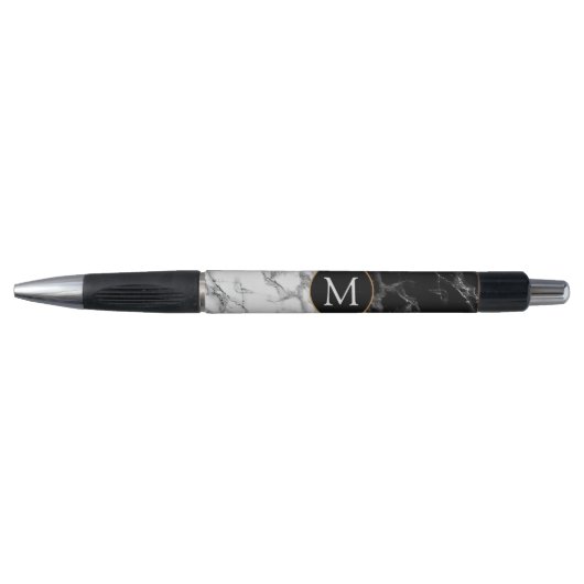 Stylo Black & Marbre blanc Stone tendance - Ajouter votr (Devant)