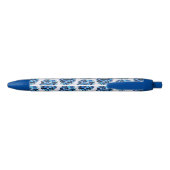 Stylo Bleu Beau Motif de fleurs bleues à main Abstraite (Dos)