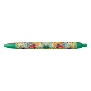 Stylo Bleu Belles fleurs et Roses sucrés