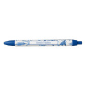 Stylo Bleu Blanc Bleu Chinoiserie Monogramme Vin Floral (Devant)