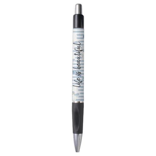 Stylo Bleu blanc Fleur Eucalyptus raypes (Devant (Vertical))