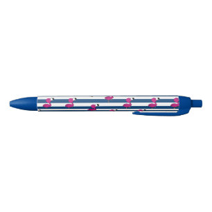 Stylo Bleu bleu marine rose tropical mignon de flamant de