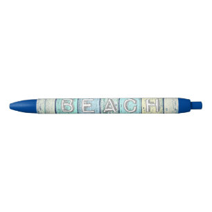 Stylo Bleu Bois de flottage rustique de plage