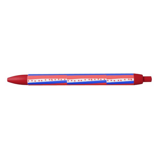 Stylo Bleu Cercles Rayures Bleu Blanc Rouge (Devant)