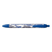 Stylo Bleu Chinoiserie asiatique Koi Poisson bleu blanc (Dos)