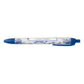 Stylo Bleu Chinoiserie de style Floral Bleu Blanc (Bas)