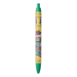 Stylo Bleu chiot noir et brun mignon vêtu pour noël