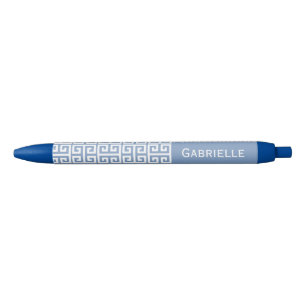 Stylo Bleu Clé Grecque Bleu Nom Personnalisé 