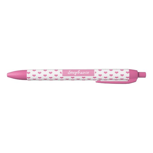 Stylo Bleu Coeurs roses mignons Nom de fille (Bas)