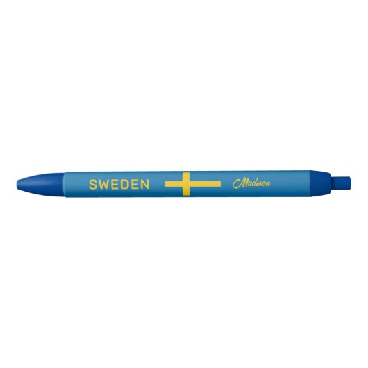 Stylo Bleu Custom Name & Text Swedish Flag (Devant)