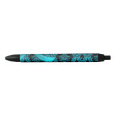 Stylo Bleu Damassé de diamant (parties scintillantes (Devant)