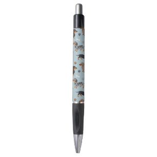 Stylo Bleu de motif de pattes et d'os de teckel