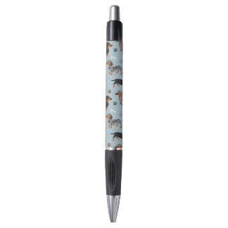 Stylo Bleu de motif de pattes et d'os de teckel