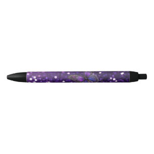 Stylo Bleu Élégance Enchantante : Le papillon pourpre