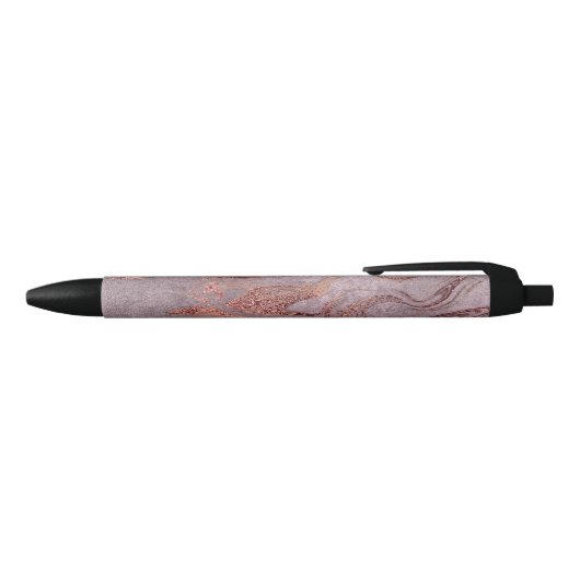Stylo Bleu Elégant rose en cuivre doré marbre violet (Haut)