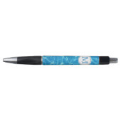 Stylo Bleu étincelant Bleu Baignade Pool Bleu Monogramme (Devant)