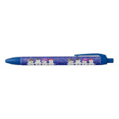 Stylo Bleu Famille de quatre Snowmen Blue Sparkle Winter (Haut)