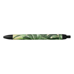 Stylo Bleu Feuilles florales/hawaïennes/tropicales