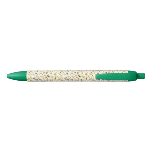 Stylo Bleu Fleur Blanc Daisies Vert Modèle design tendance (Dos)