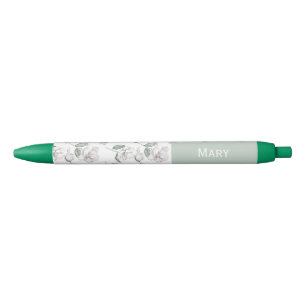 Stylo Bleu Fleur de Magnolia Nom personnalisé