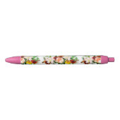 Stylo Bleu Fleurs florales tendance Modèle Rose  (Devant)