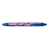 Stylo Bleu Fleurs violettes (Dos)