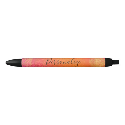 Stylo Bleu Fuchsia Pink Orange & Gold Indian Mandala Glam (Devant)