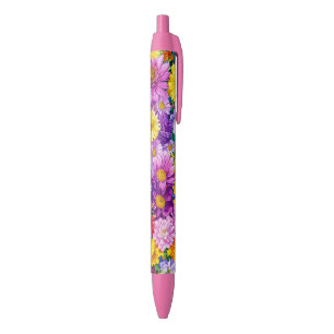 Stylo Bleu Jaune rose rouge Bleu Vert Jardin Fleurs Motif