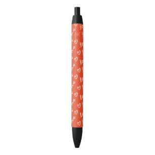 Stylo Bleu Joli monogramme coeurs rouges et lettrage d'amour