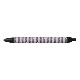 Stylo Bleu Lila Lavande Violet Paillettes Argent Rayures