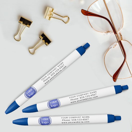 Stylo Bleu Logo et Texte Professionnels Simples et Modernes