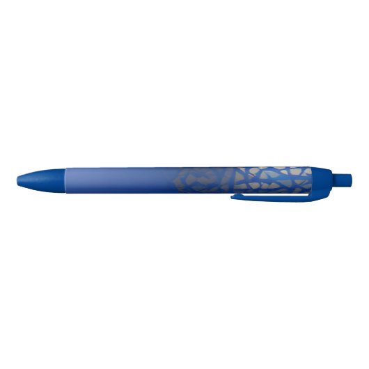 Stylo Bleu Marocain trellis bleu indigo conception géométriqu (Bas)