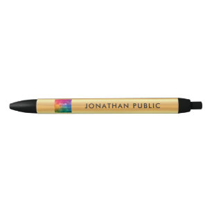 Stylo Bleu Modèle de look or personnalisé Votre nom Logo d'en