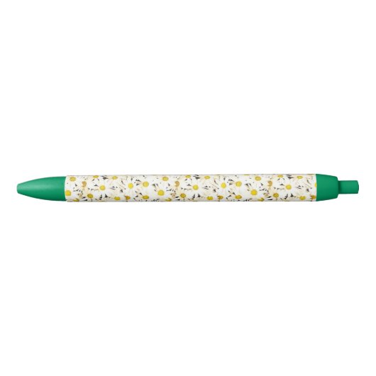 Stylo Bleu Modèle design vert Floral Blanc tendance (Devant)