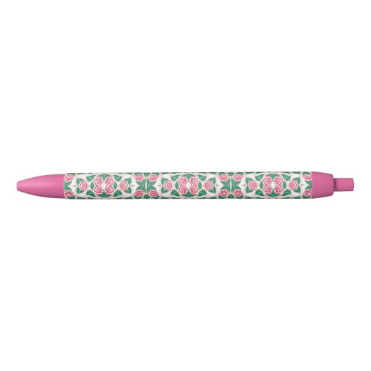 Stylo Bleu Modèle floral délicat (Devant)
