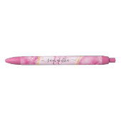 Stylo Bleu Monogramme Élégant Moderne Fille Glam Marbre rose (Devant)