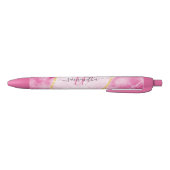 Stylo Bleu Monogramme Élégant Moderne Fille Glam Marbre rose (Bas)
