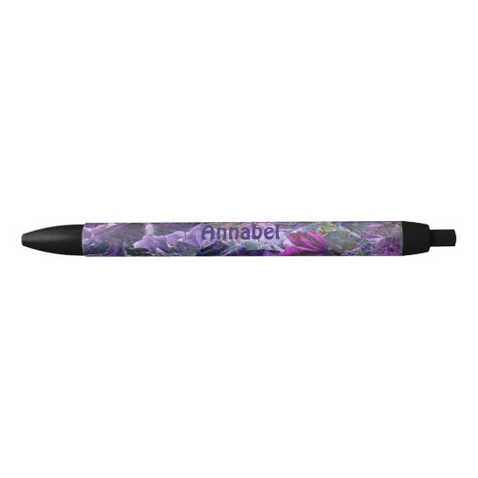 Stylo Bleu Motif Feuille violet personnalisé (Devant)