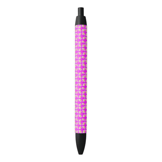 Stylo Bleu Motif Frangipani Rose Chaud Et Jaune, (devant Vertical)