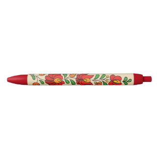 Stylo Bleu Motif hongrois de broderie, "Matyó"