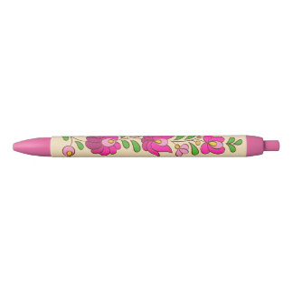 Stylo Bleu Motif hongrois de broderie, "Matyó"