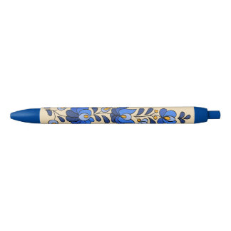 Stylo Bleu Motif hongrois de broderie, "Matyó"