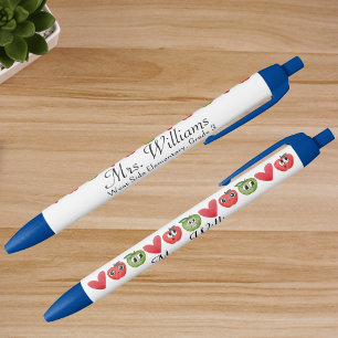 Stylo Bleu Nom de l'école, pomme rouge personnalisée pour rem