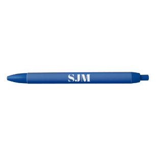 Stylo Bleu Nom initial de monogramme personnalisé bleu minima